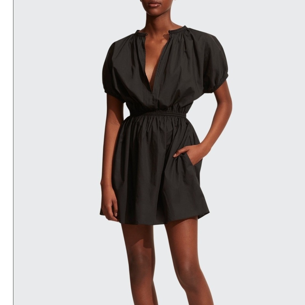 Matteau Cocoon Mini Black Dress Organic Cotton Size 1  2